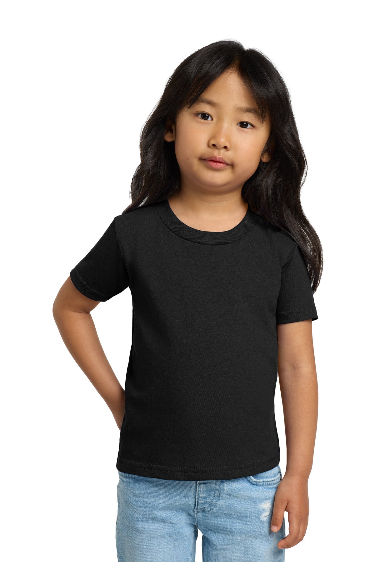 Front View of Black Gildan Heavy Cotton Toddler T-Shirt 5100P