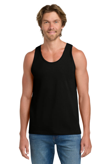 Front View of Black Gildan - Ultra Cotton 100% US Cotton Tank Top. 2200