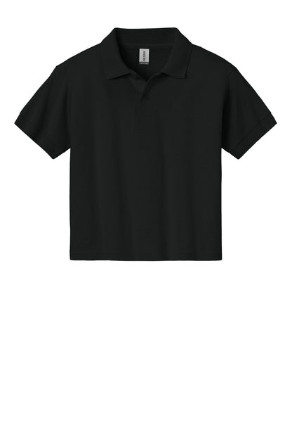 Front View of Black Gildan Youth DryBlend 6-Ounce Jersey Knit Sport Shirt. 8800B