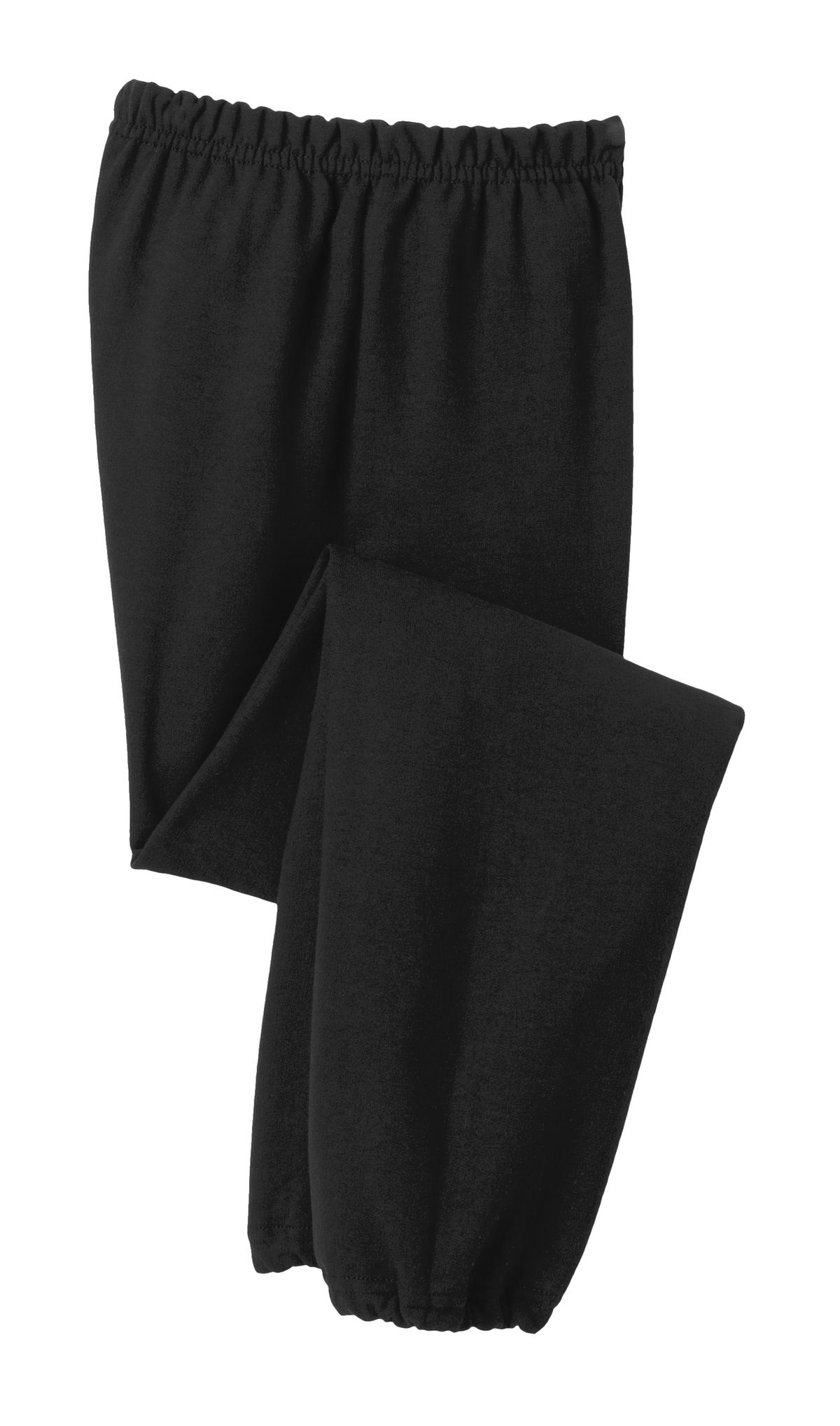 Front View of Black Gildan Youth Heavy Blend Sweatpant. 18200B