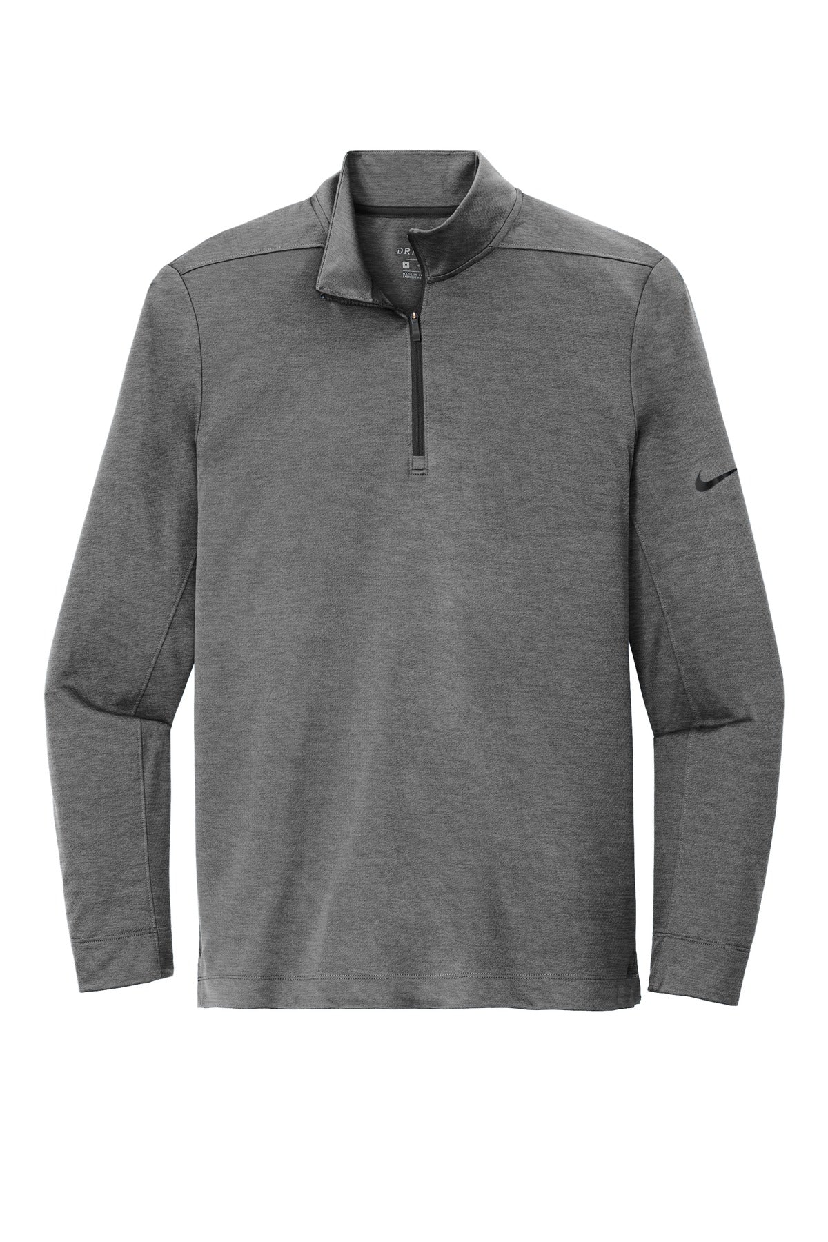 Front View of Black Heather Nike Dry 1/2-Zip Cover-Up NKBV6044