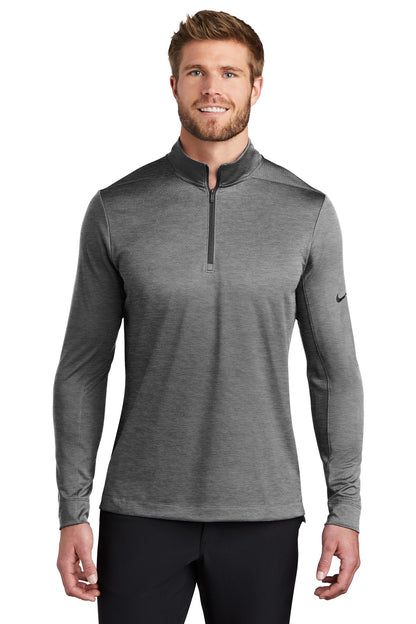 Front View of Black Heather Nike Dry 1/2-Zip Cover-Up NKBV6044