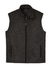 Front View of Black Heather Port Authority Sweater Fleece Vest F236