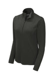 Front View of Black Hthr Sport-Tek Women's Endeavor 1/2-Zip Pullover. LST469