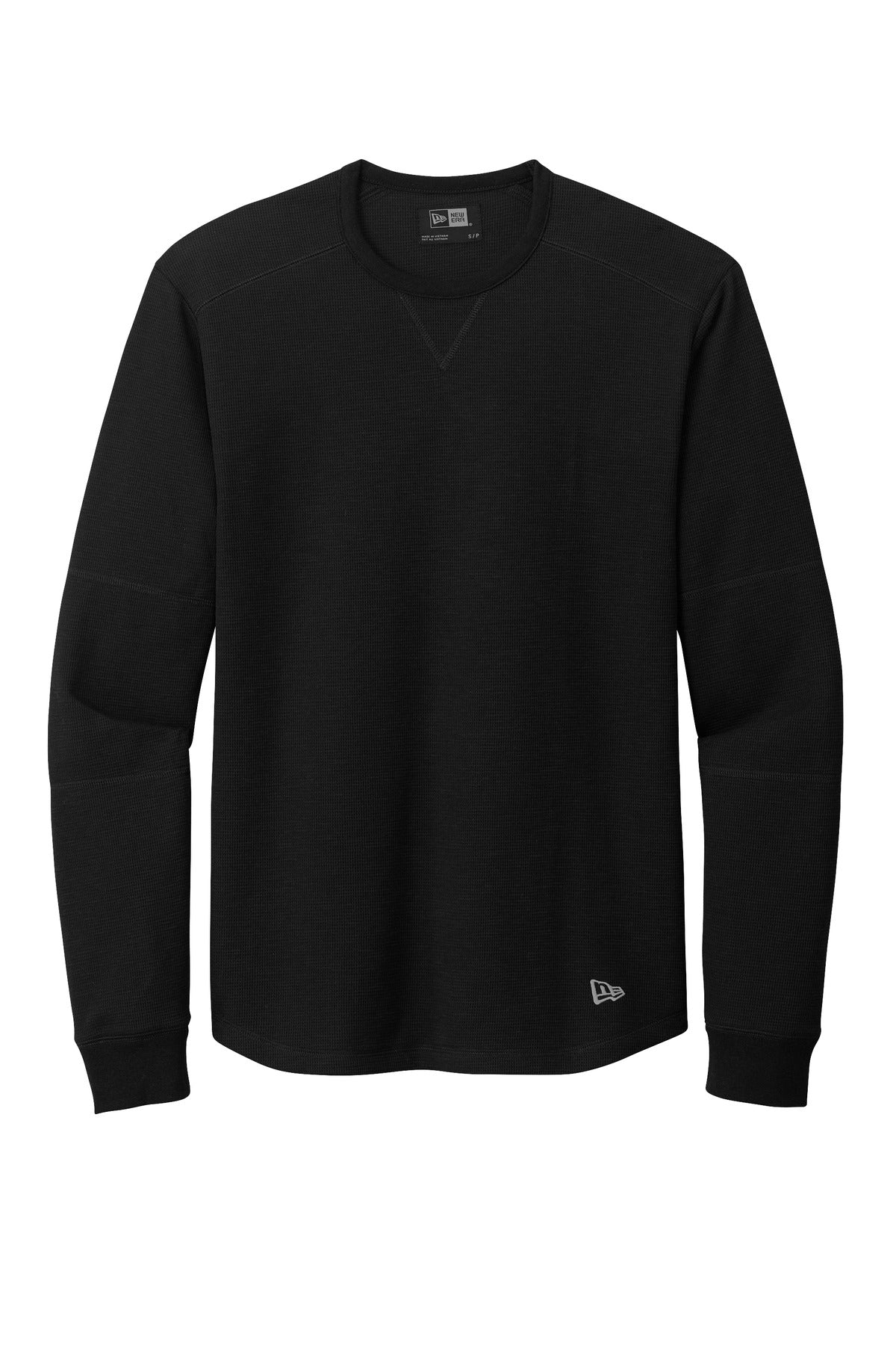 Front View of Black New Era Thermal Long Sleeve NEA140