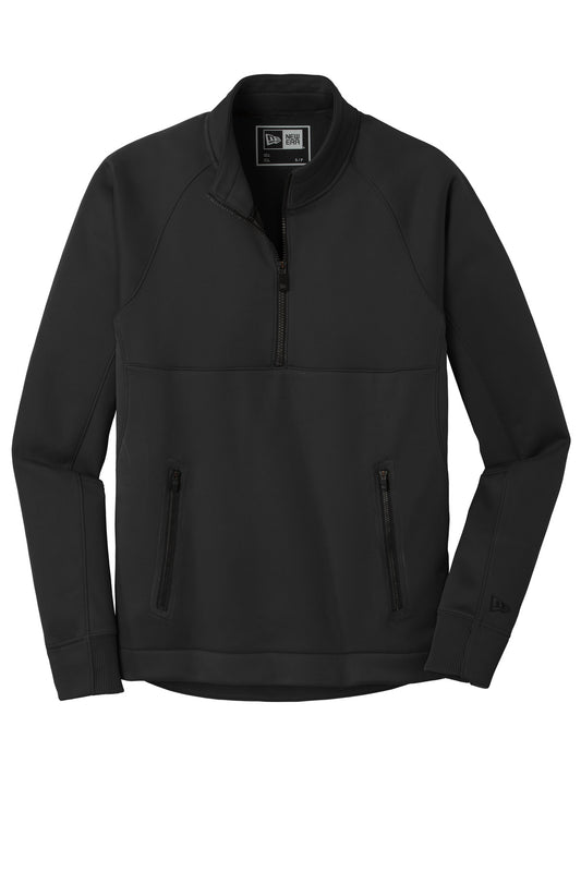 Front View of Black New Era Venue Fleece 1/4-Zip Pullover. NEA523
