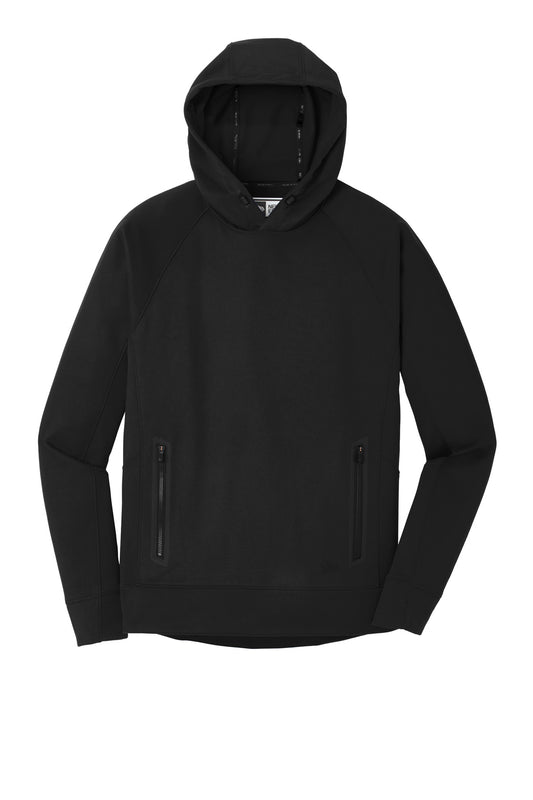 Front View of Black New Era Venue Fleece Pullover Hoodie. NEA520