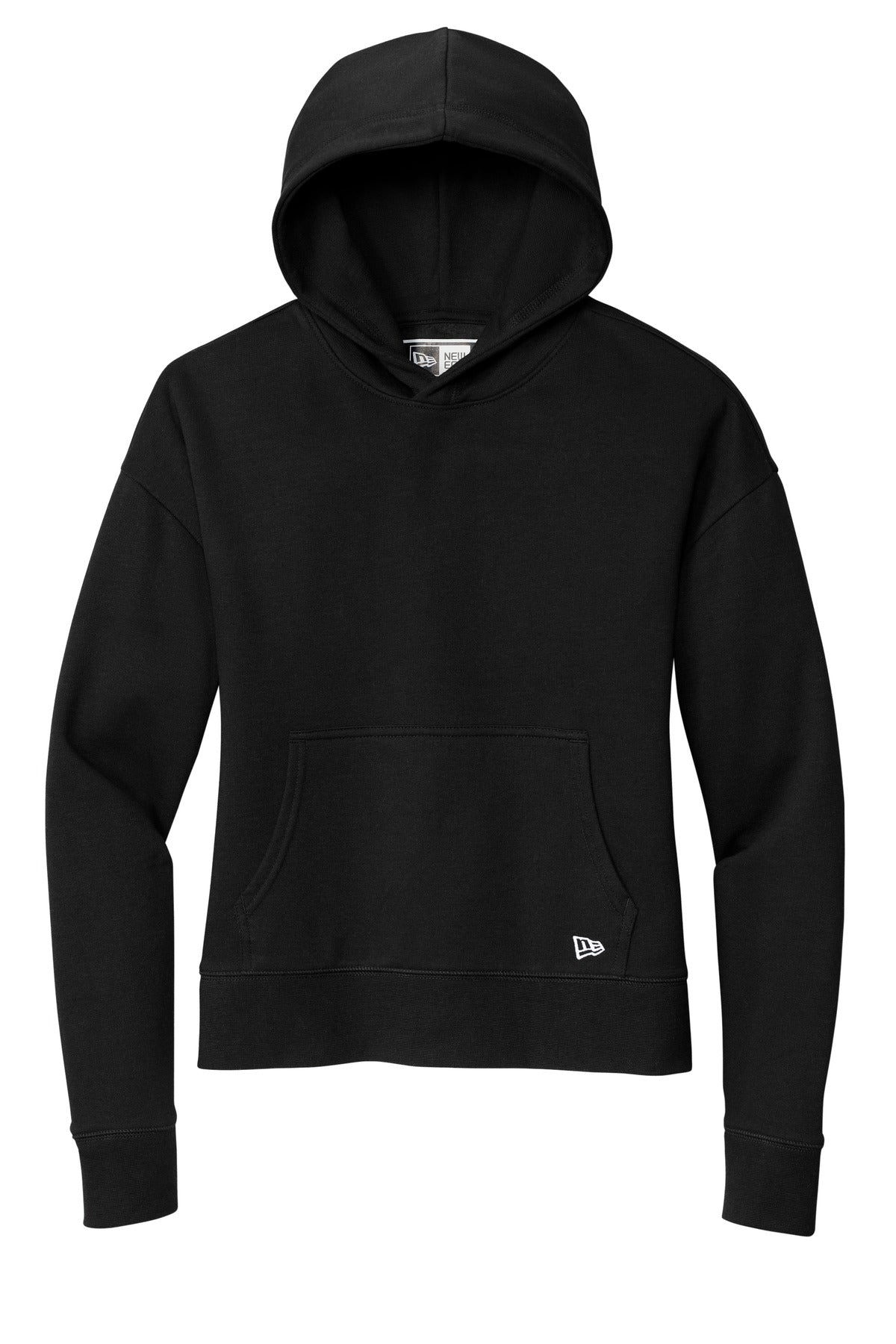 Front View of Black New Era Women's Comeback Fleece Pullover Hoodie LNEA550