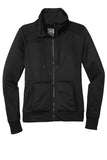 Front View of Black New Era Women's Performance Terry Full-Zip Cowl LNEA530