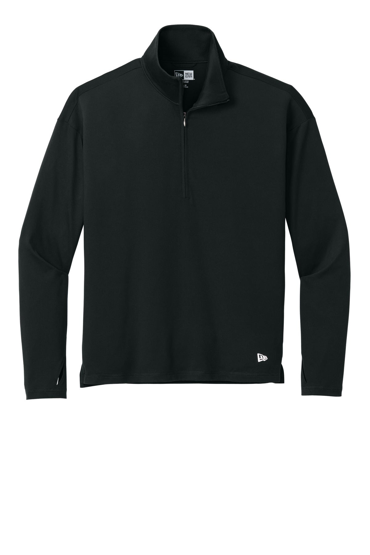 Front View of Black New Era Women's Power 1/2-Zip LNEA228
