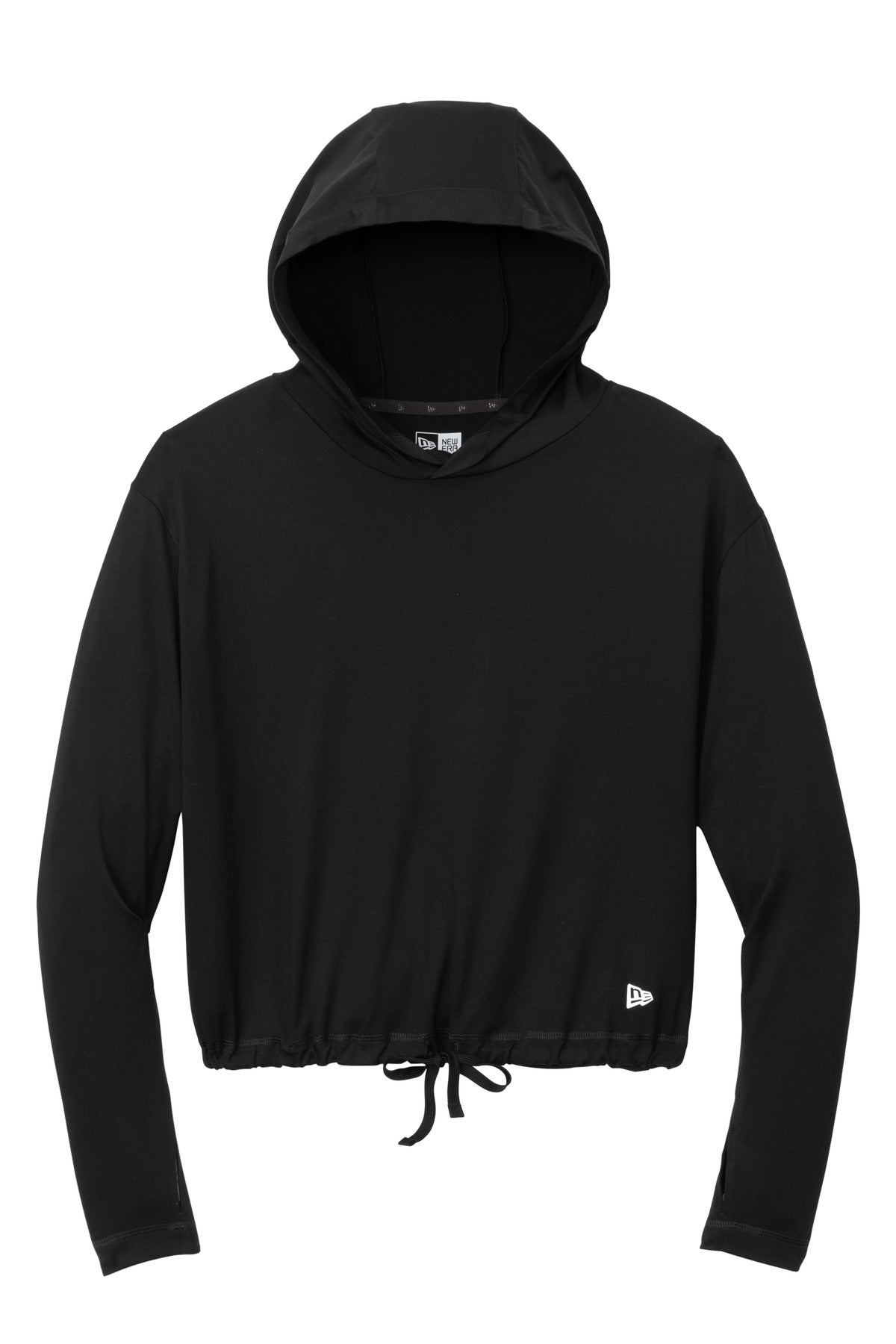 Front View of Black New Era Women's Power Long Sleeve Hoodie LNEA229