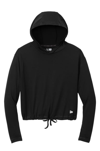 Front View of Black New Era Women's Power Long Sleeve Hoodie LNEA229
