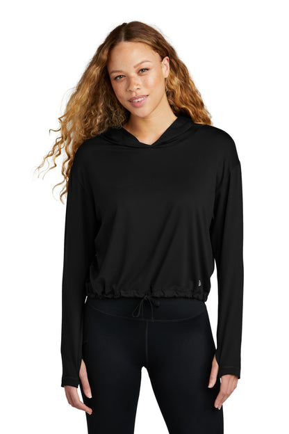 Front View of Black New Era Women's Power Long Sleeve Hoodie LNEA229