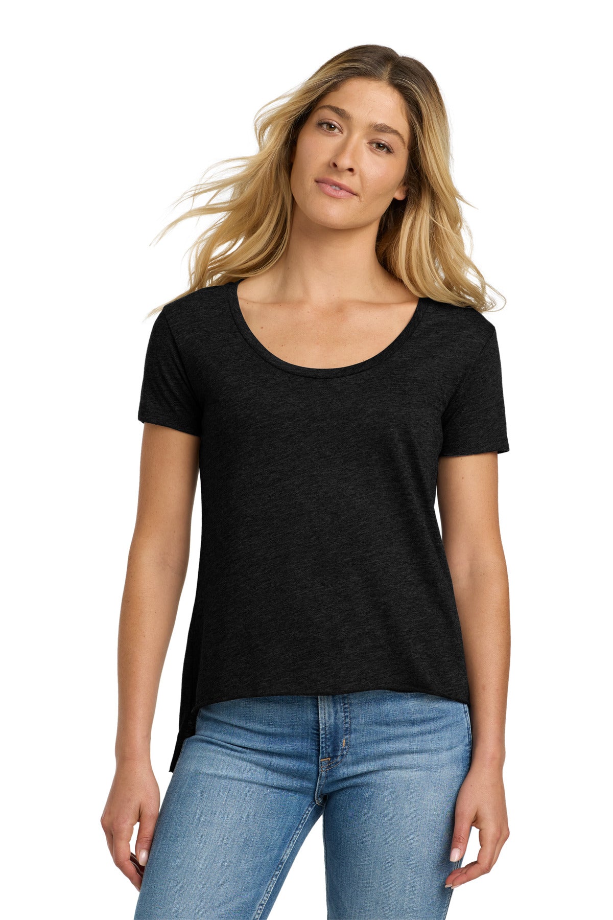 Front View of Black Next Level Apparel Women's Festival Scoop Neck Tee. NL5030