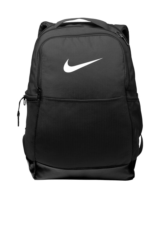 Front View of Black Nike Brasilia Medium Backpack NKDH7709