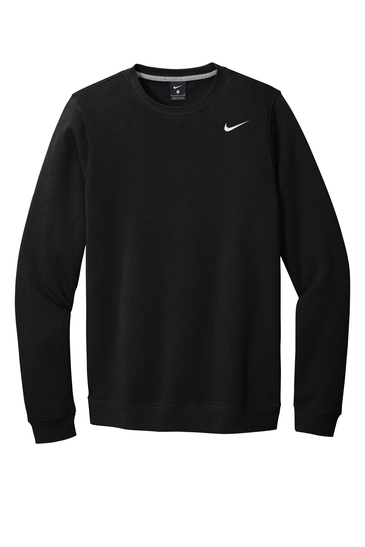 Front View of Black Nike Club Fleece Crew CJ1614