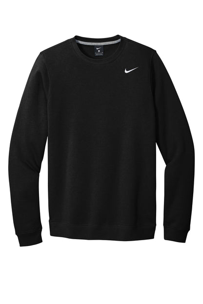 Front View of Black Nike Club Fleece Crew CJ1614