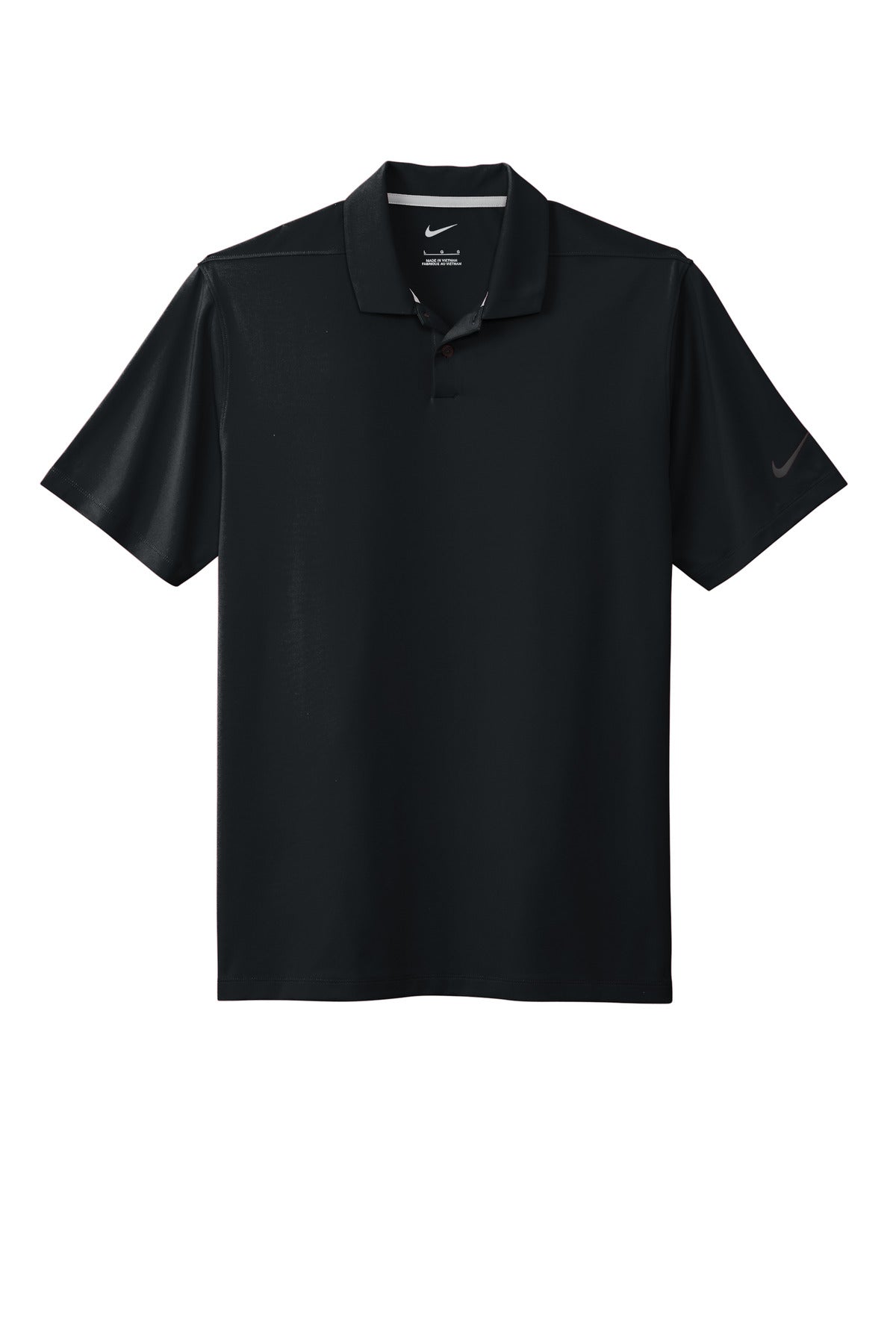 Front View of Black Nike Dri-FIT Vapor Polo NKDC2108