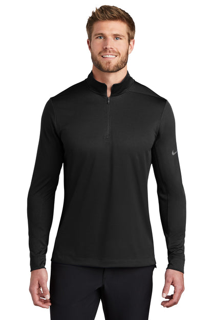 Front View of Black Nike Dry 1/2-Zip Cover-Up NKBV6044