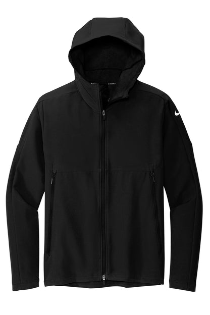 Front View of Black Nike Hooded Soft Shell Jacket NKDR1543