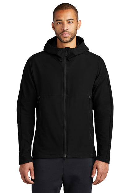 Front View of Black Nike Hooded Soft Shell Jacket NKDR1543