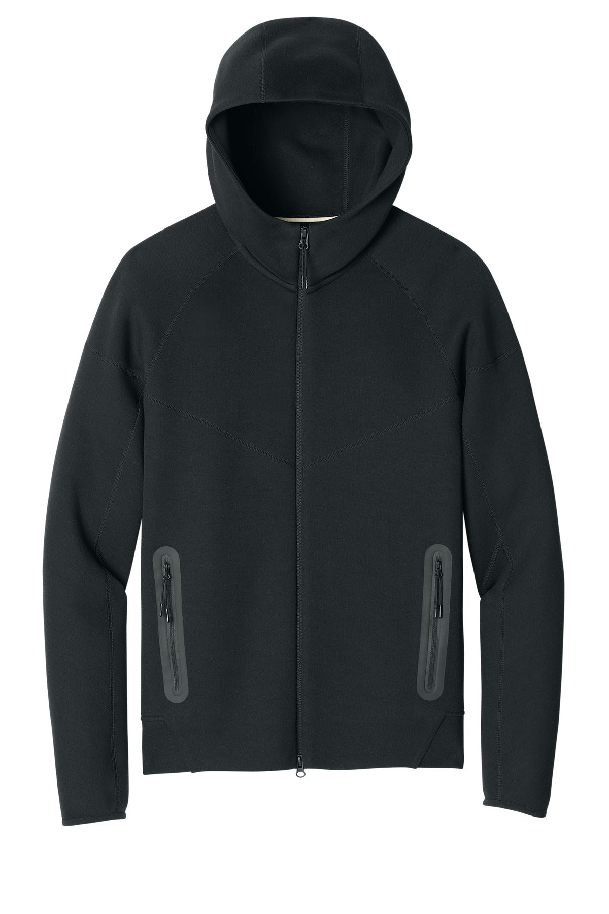 Front View of Black Nike Tech Fleece Full-Zip Hoodie NKFQ4762