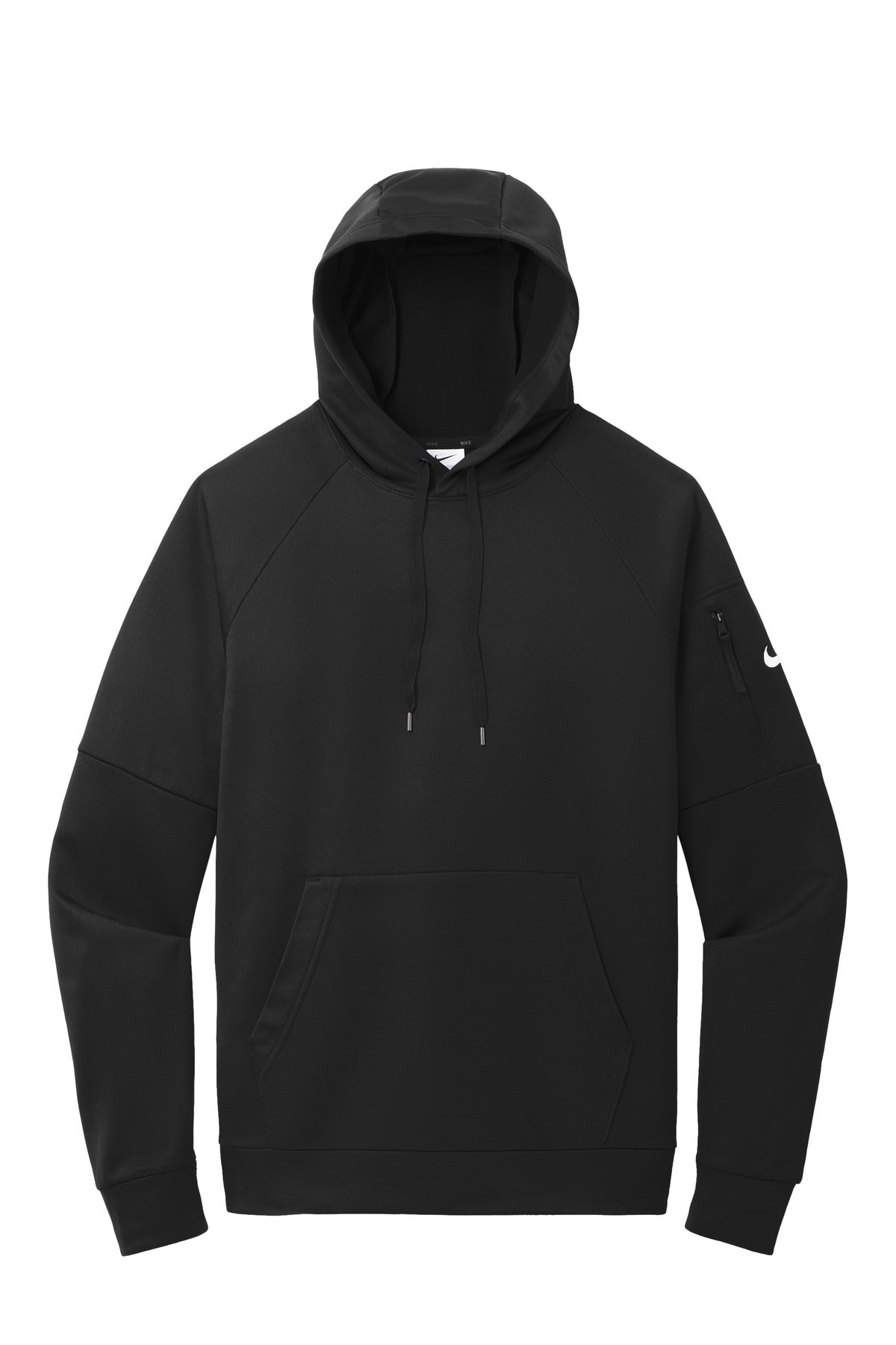 Front View of Black Nike Therma-FIT Pocket Pullover Fleece Hoodie NKFD9735