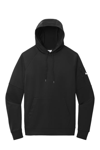 Front View of Black Nike Therma-FIT Pocket Pullover Fleece Hoodie NKFD9735