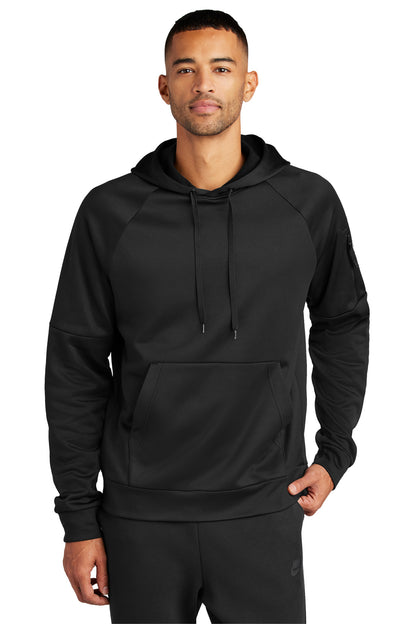 Front View of Black Nike Therma-FIT Pocket Pullover Fleece Hoodie NKFD9735