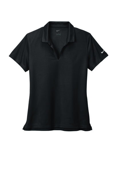 Front View of Black Nike Women's Dri-FIT Micro Pique 2.0 Polo NKDC1991