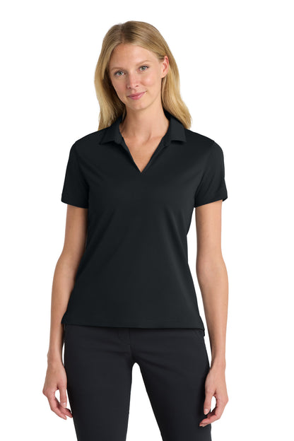 Front View of Black Nike Women's Dri-FIT Micro Pique 2.0 Polo NKDC1991