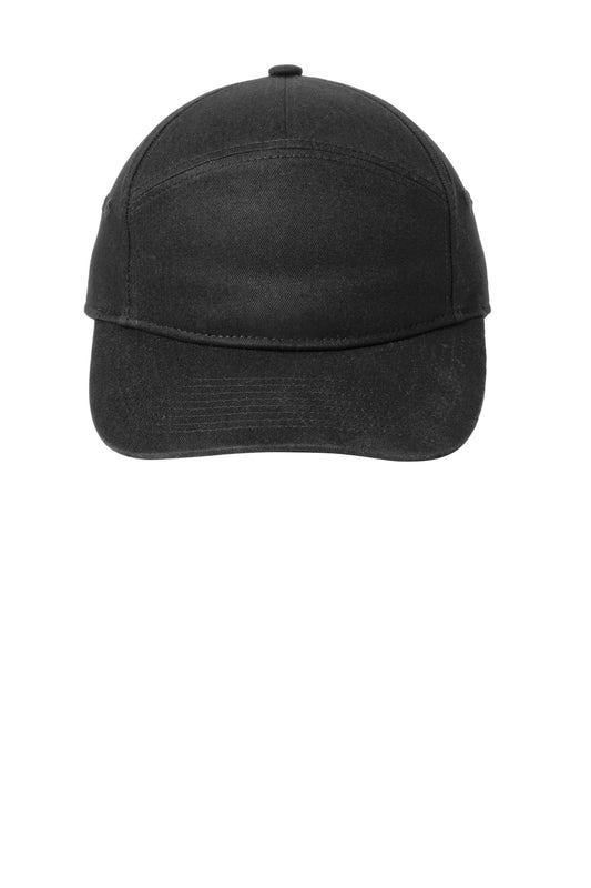 Front View of Black Port Authority 7-Panel Cap C964