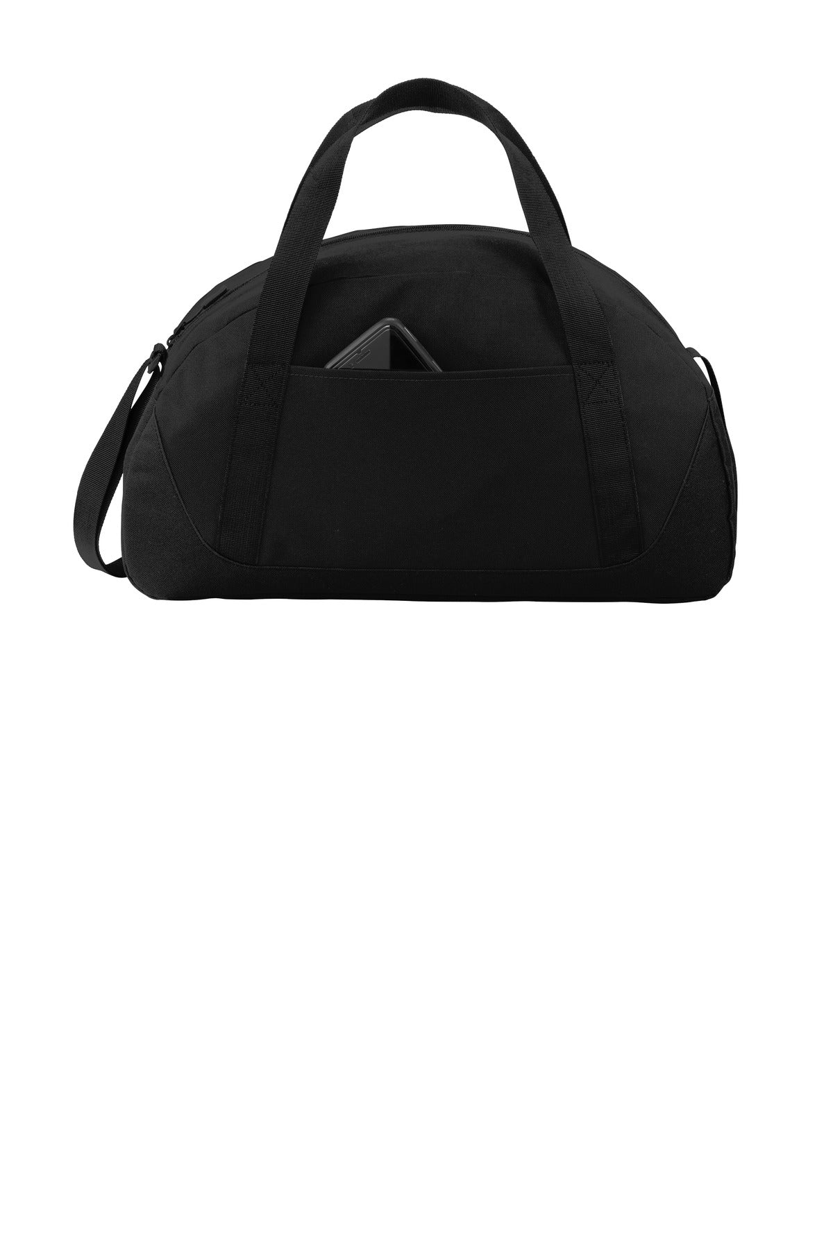 Front View of Black Port Authority Access Dome Duffel. BG818