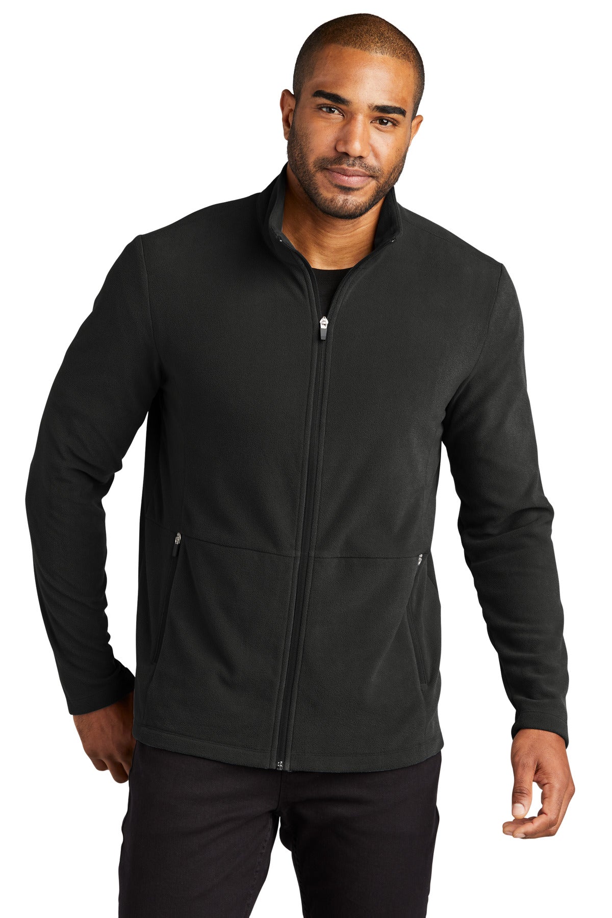 Front View of Black Port Authority Accord Microfleece Jacket F151