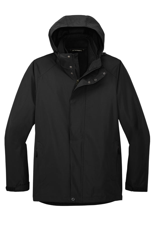 Front View of Black Port Authority All-Weather 3-in-1 Jacket J123