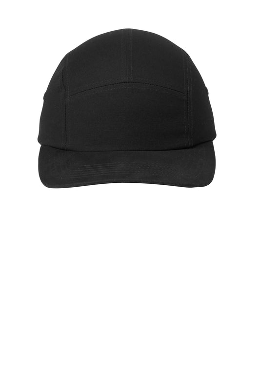Front View of Black Port Authority Brushed Cotton Camper Cap C970