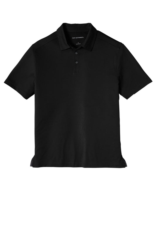 Front View of Black Port Authority City Stretch PoloK682