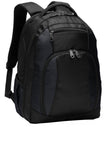 Front View of Black Port Authority Commuter Backpack. BG205