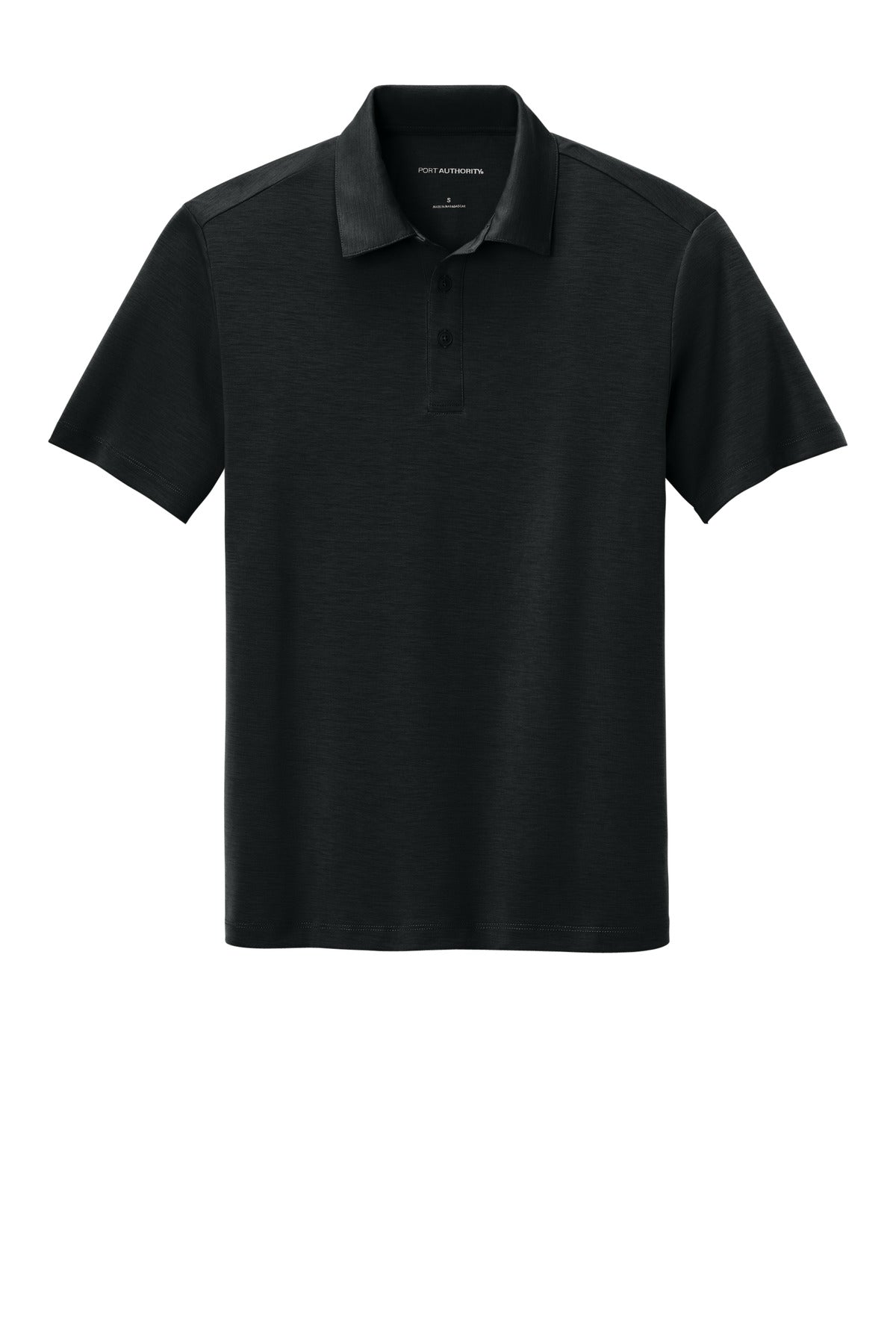 Front View of Black Port Authority Cotton Touch Performance Polo. K568