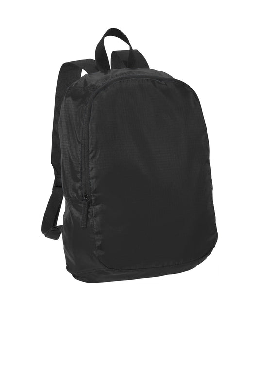 Front View of Black Port Authority Crush Ripstop Backpack BG213