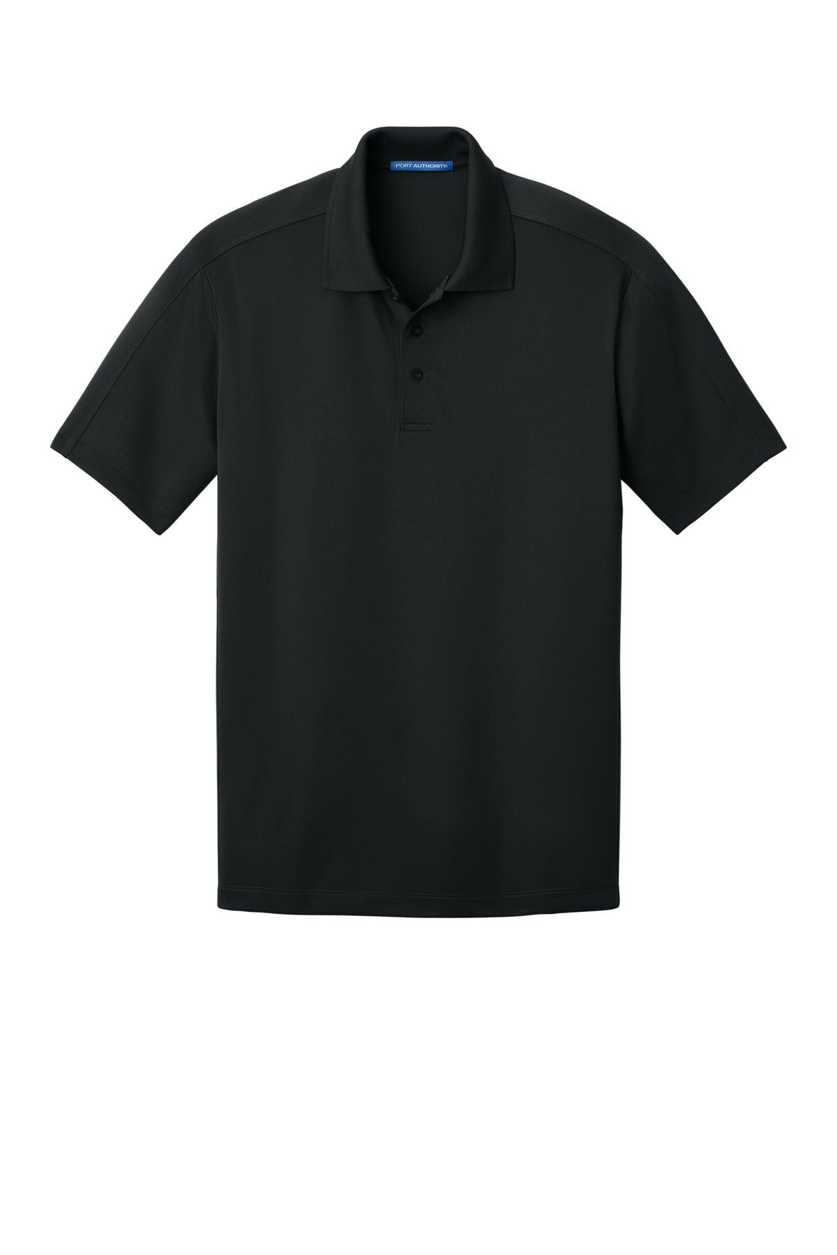 Front View of Black Port Authority Diamond Jacquard Polo. K569
