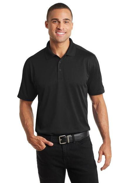 Front View of Black Port Authority Diamond Jacquard Polo. K569