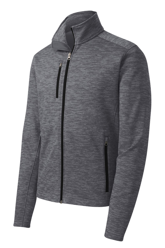 Front View of Black Port Authority Digi Stripe Fleece Jacket. F231