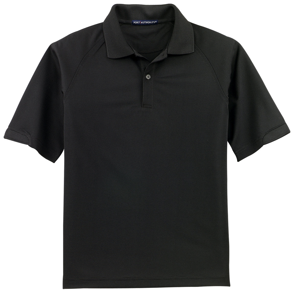 Front View of Black Port Authority Dry Zone Ottoman Polo. K525