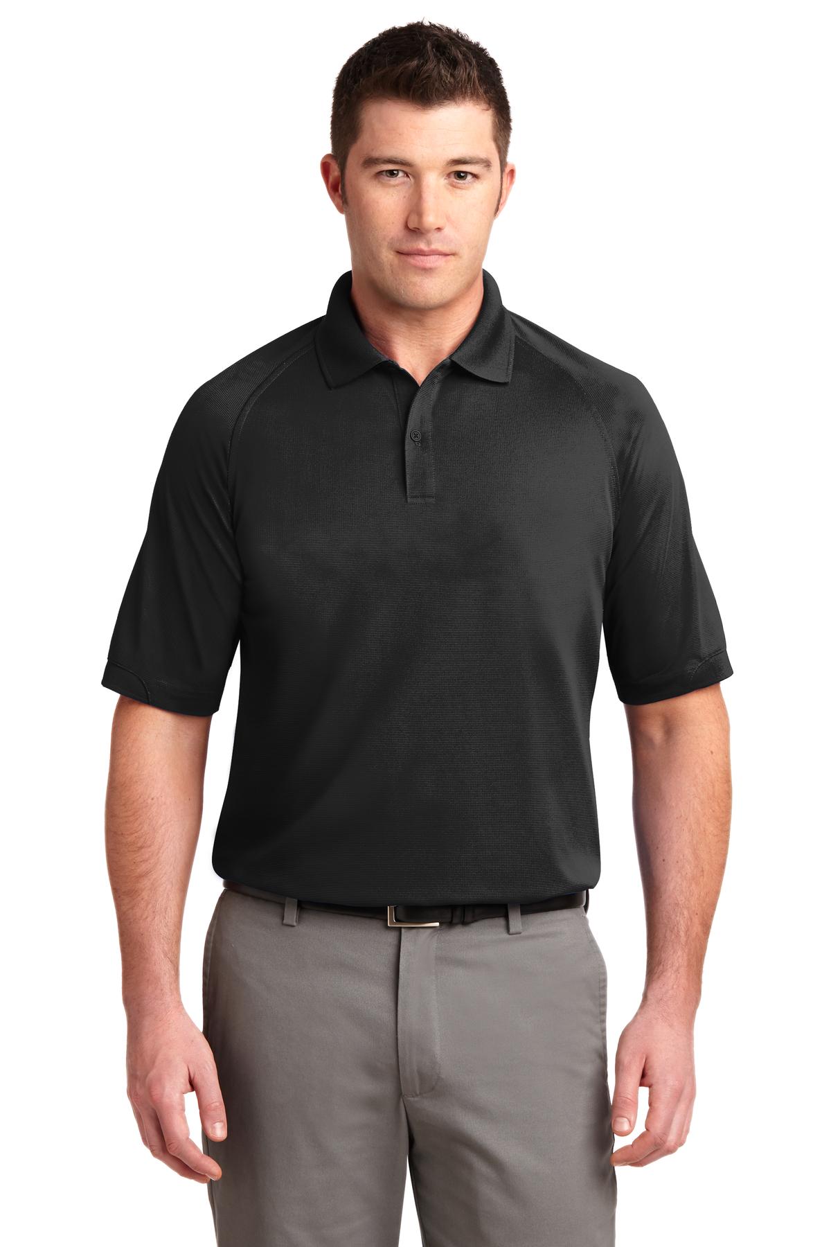 Front View of Black Port Authority Dry Zone Ottoman Polo. K525