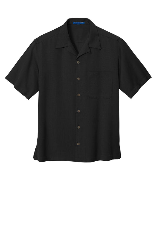 Front View of Black Port Authority Easy Care Camp Shirt. S535