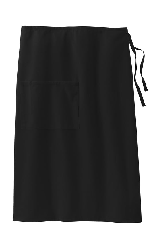 Front View of Black Port Authority Easy Care Full Bistro Apron with Stain Release. A701