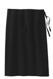 Front View of Black Port Authority Easy Care Full Bistro Apron with Stain Release. A701