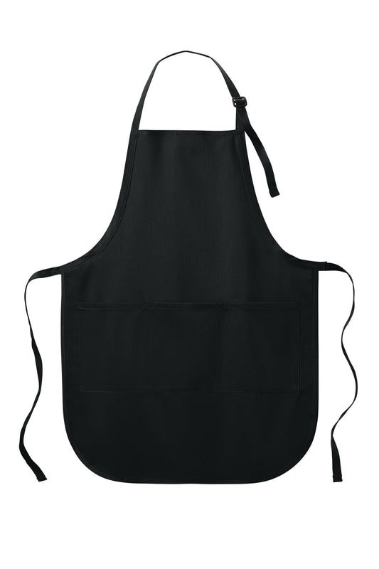 Front View of Black Port Authority Easy Care Full-Length Apron with Stain Release. A703
