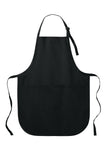 Front View of Black Port Authority Easy Care Full-Length Apron with Stain Release. A703